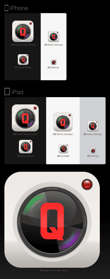 QFive iPhone and iPad app icon explorations