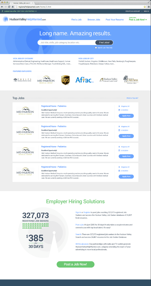 RegionalHelpWanted job board listing page