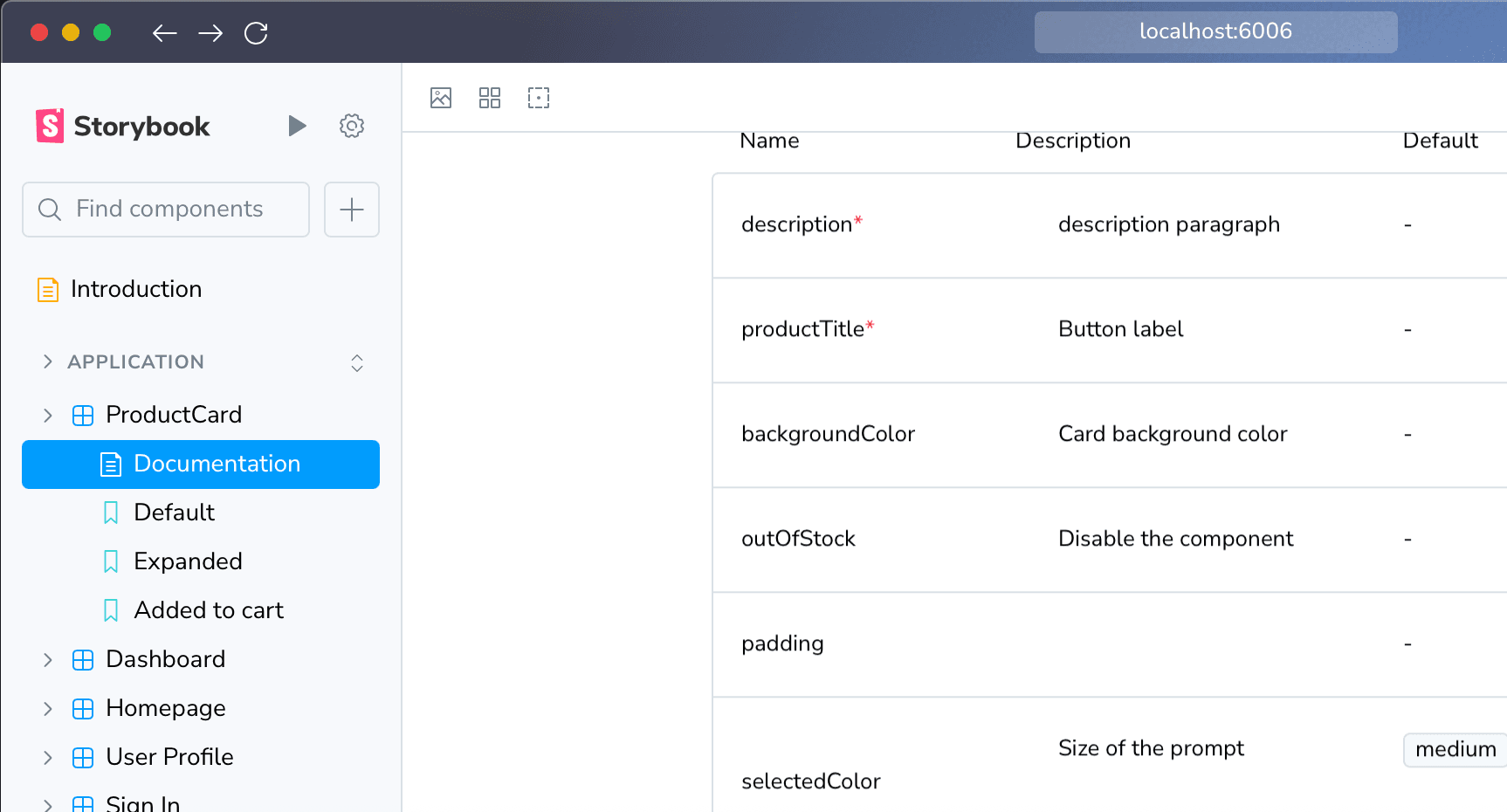 Arta design system components in Storybook